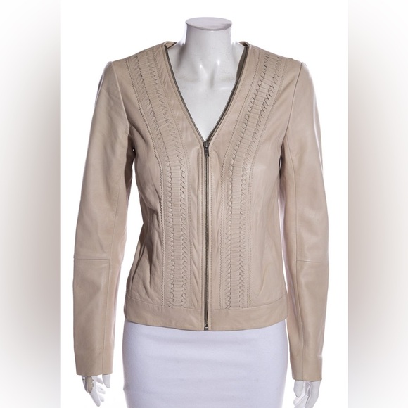 Hinge Cream Tan Leather Jacket - Picture 1 of 10